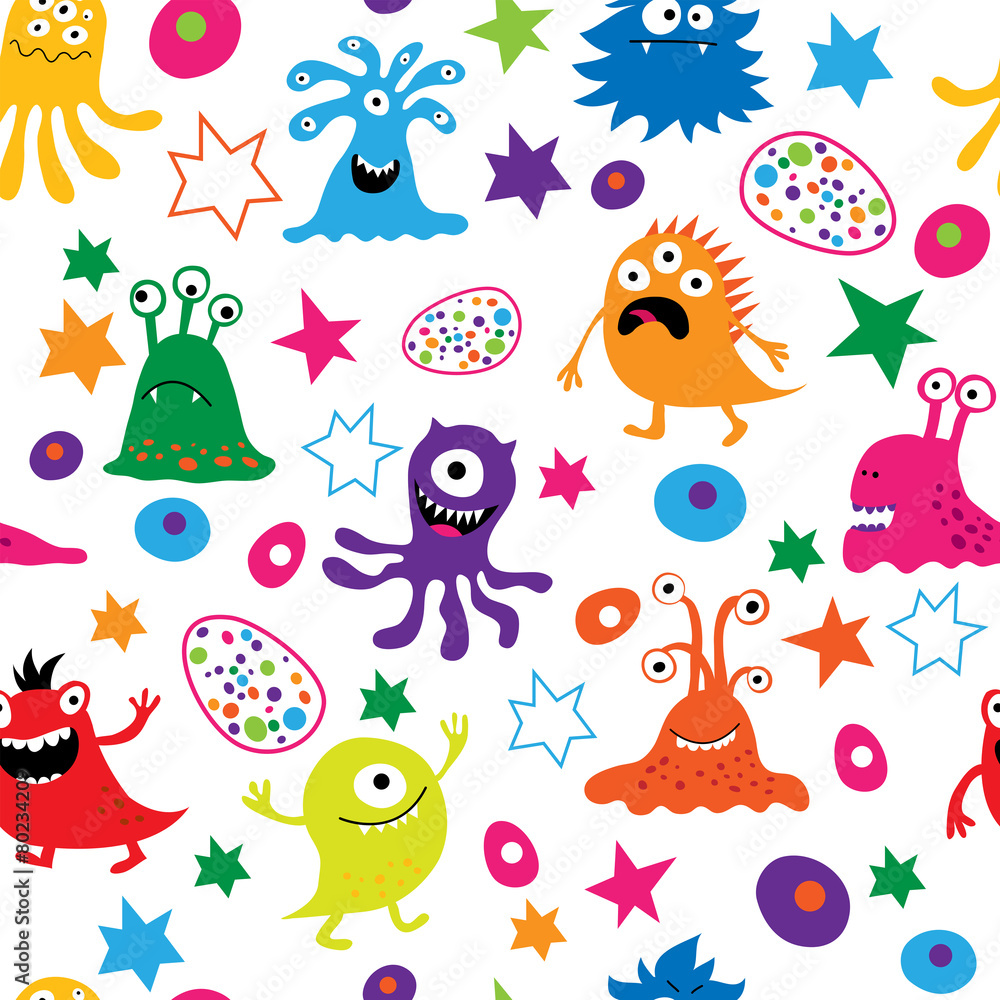 Seamless bright template of alien monsters Seamless bright template of alien monsters
