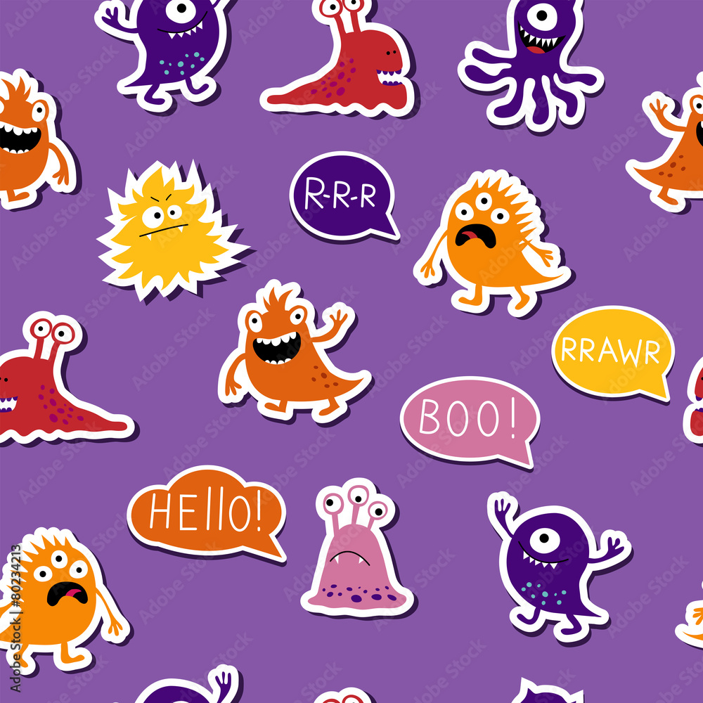 Seamless bright template of monsters Seamless bright template of monsters