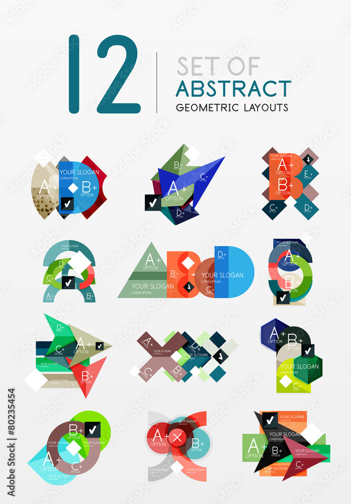 Fototapeta premium Set of vector abstract geometric layout