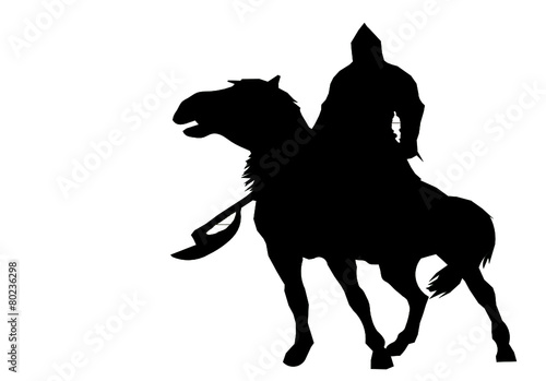 Ritter mit Axt auf Pferd photo