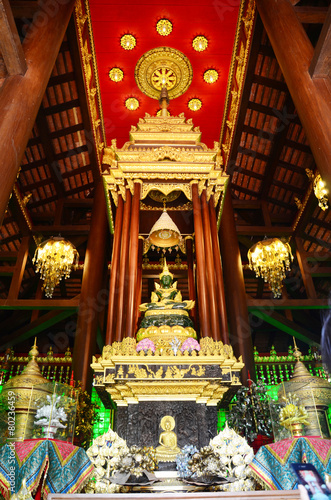 Buddha statue image of Wat Phra Kaew Temple in Chiang Rai