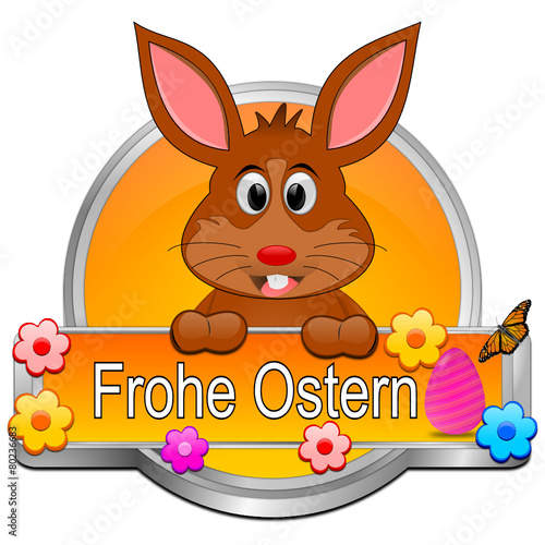 Osterhase wünscht Frohe Ostern Button © wwwebmeister