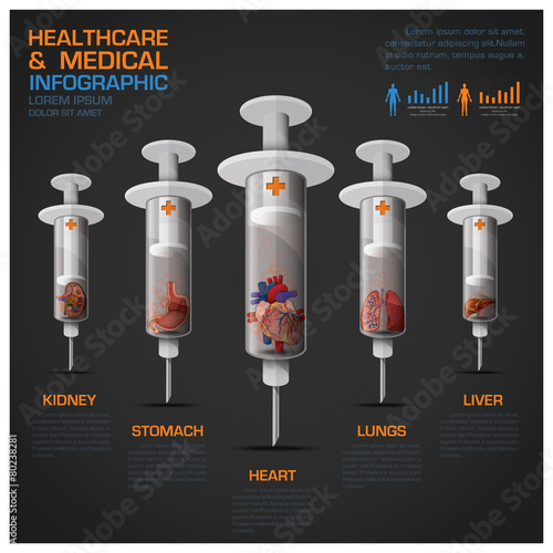 Healthcare And Medical Infographic With Syringe Of Human Organ D