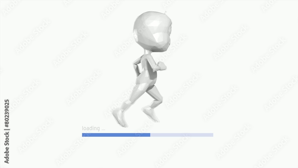 3D animation barre de progression, un personnage de dessin anime qui court 3D animation barre de progression, un personnage de dessin anime qui court