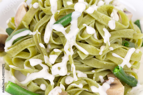 Pasta tagliatelle with green peas