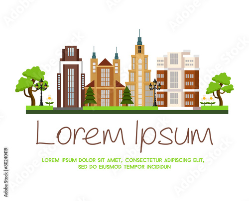 Vector modern urban building cityscape illustration