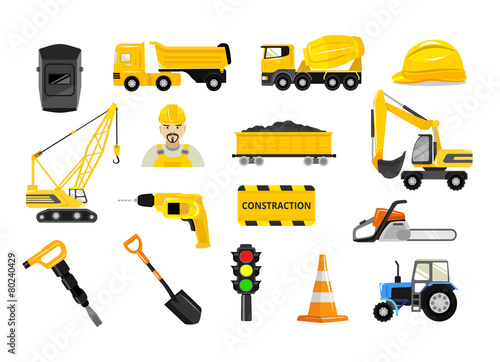 Vector construction flat icons set