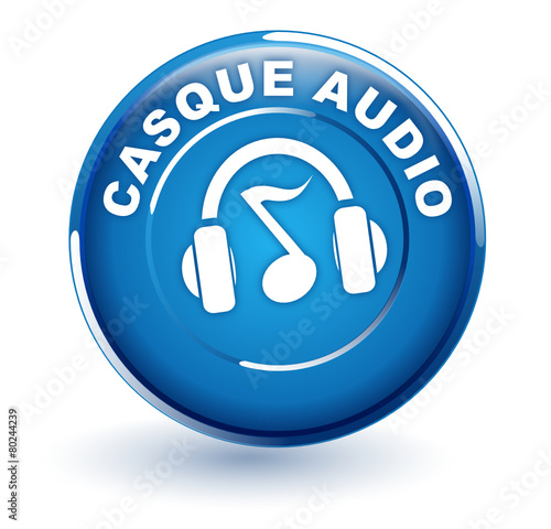 casque audio sur bouton bleu
