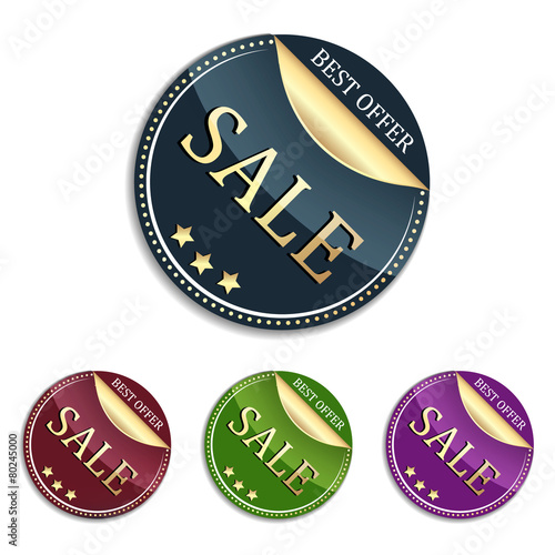 Sale sticker or label in elegant design and different colors 