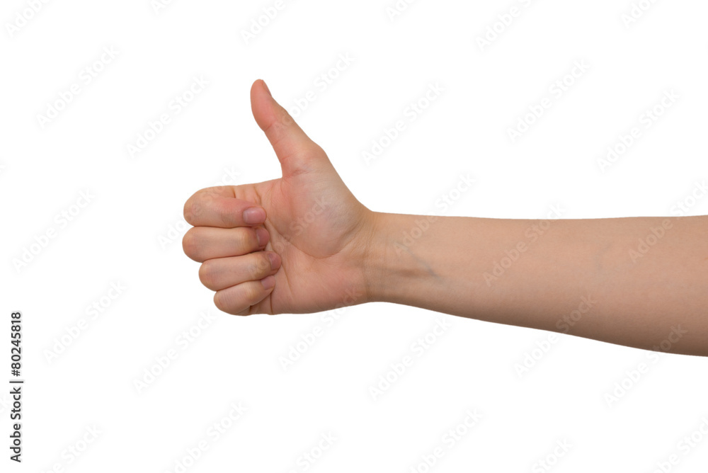 Young Lady's Right Thumb Up Hand Sign