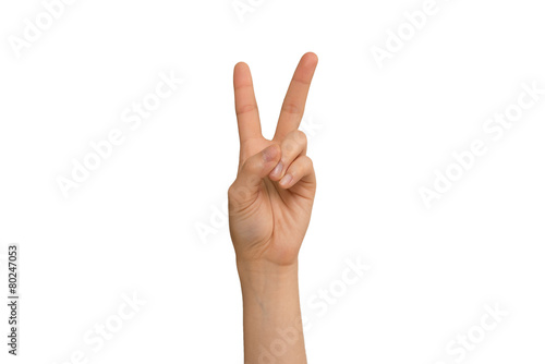 Young Lady's Left V Sign