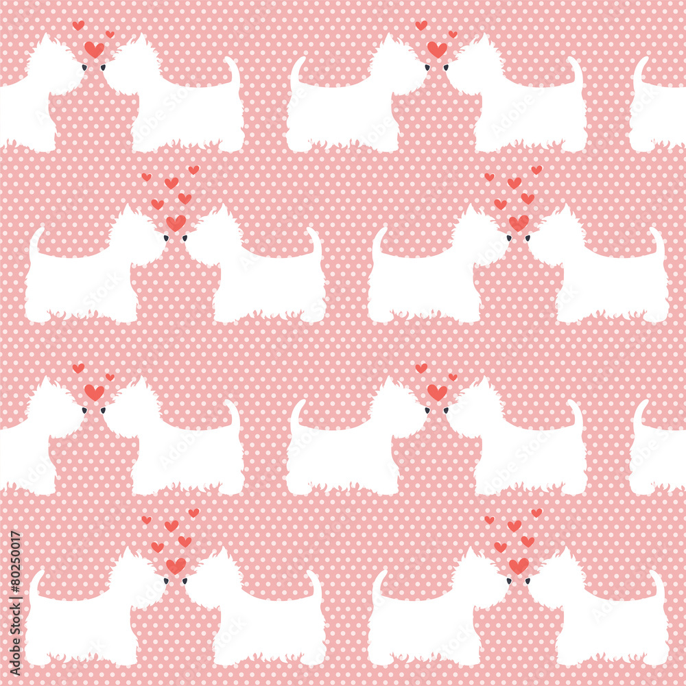 Fotografie Pattern with westie dogs in love