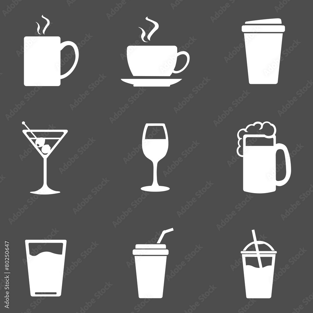 Vector Set of Drinks Icons Vector Set of Drinks Icons