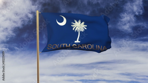 south carolina flag with title waving in the wind. Looping sun