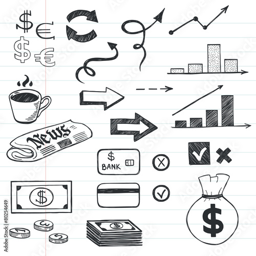 Hand drawn business icons.