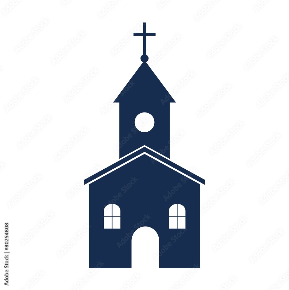 Church with a cross - illustration