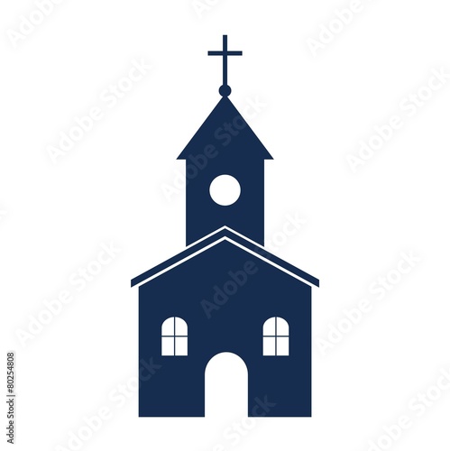 Church with a cross - illustration