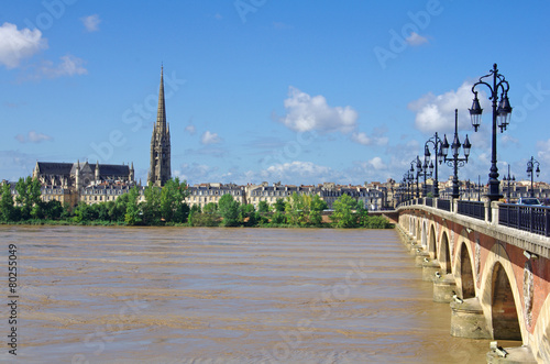 Ville de Bordeaux.La Garonne et le pont de pierre. Gironde