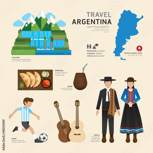 Travel Concept Argentina Landmark Flat Icons Design .Vector Illu