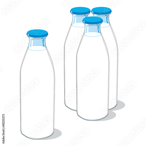 Bottles of milk isolated on white background