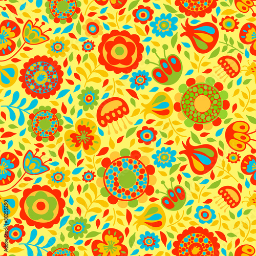 Seamless pattern of cute abstract flowers