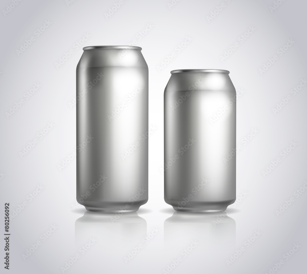 Two metal cans. Vector illustration of cold drink Two metal cans. Vector illustration of cold drink