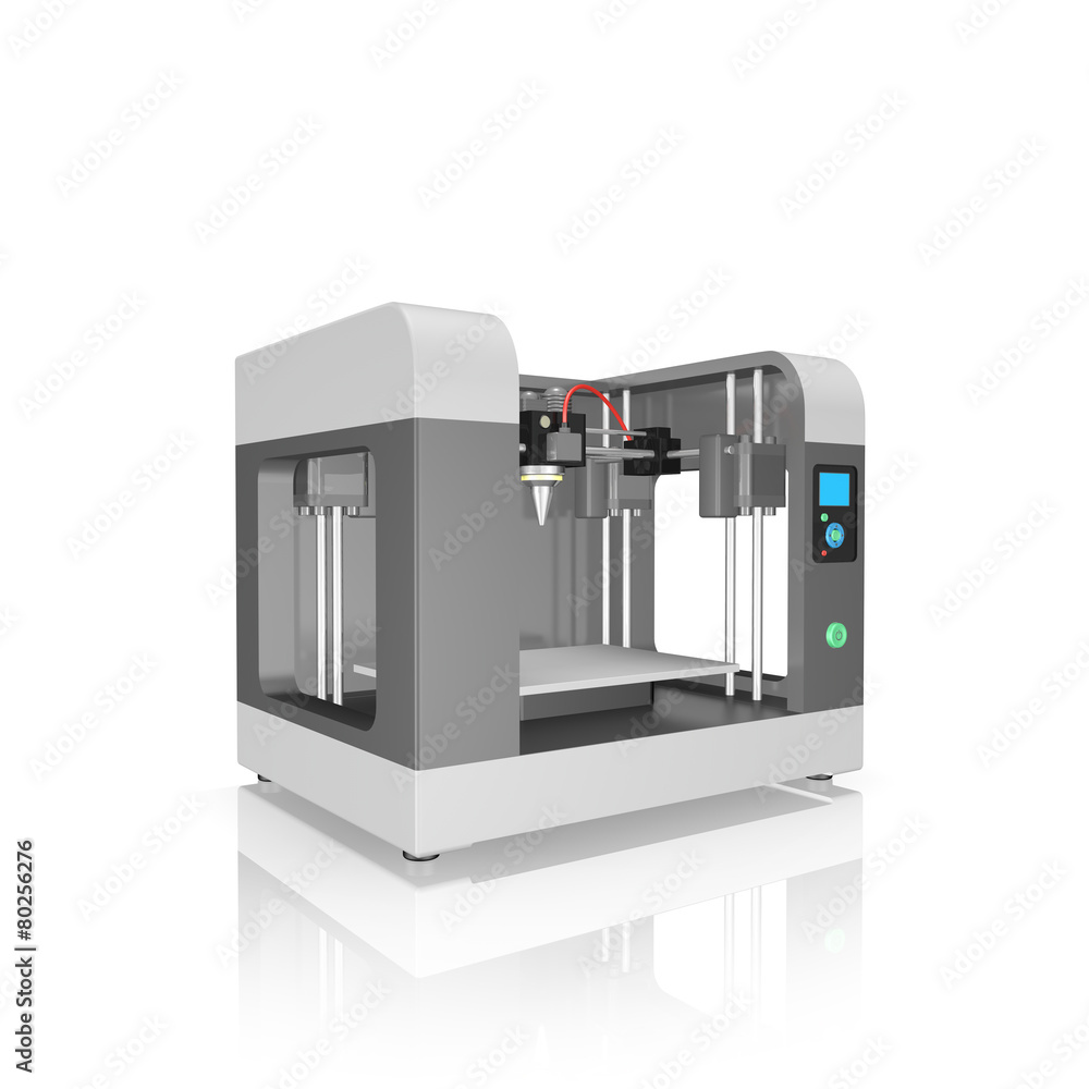 Fototapeta premium plastic 3D printer isolated on white background