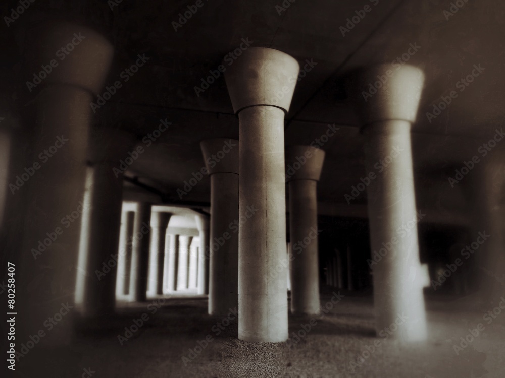 Fototapeta grotesque image of road columns