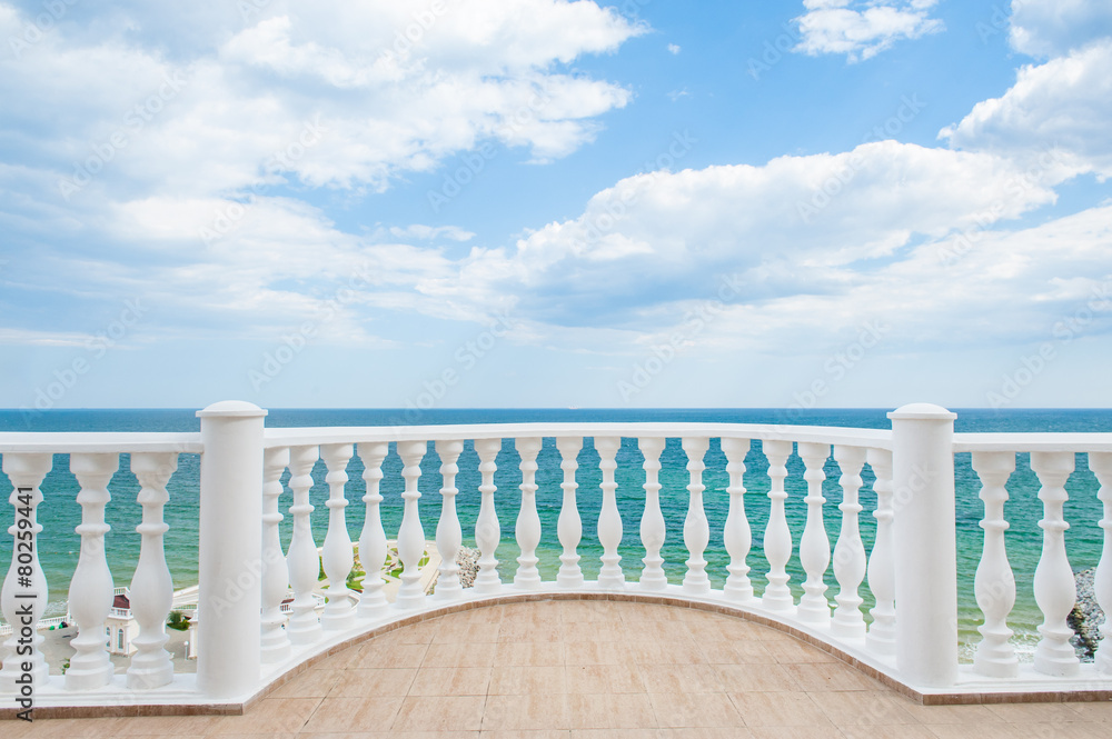 Balcony view on the sea shore