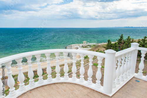 Balcony view on the sea shore