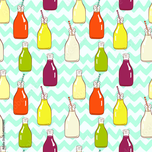 Milk shakes and smoothies seamless pattern