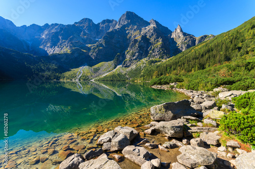 Green water mountain lake Morskie Oko  Tatra Mountains  Poland
