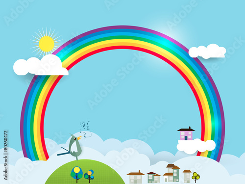 Abstract paper cut,sky,rainbow