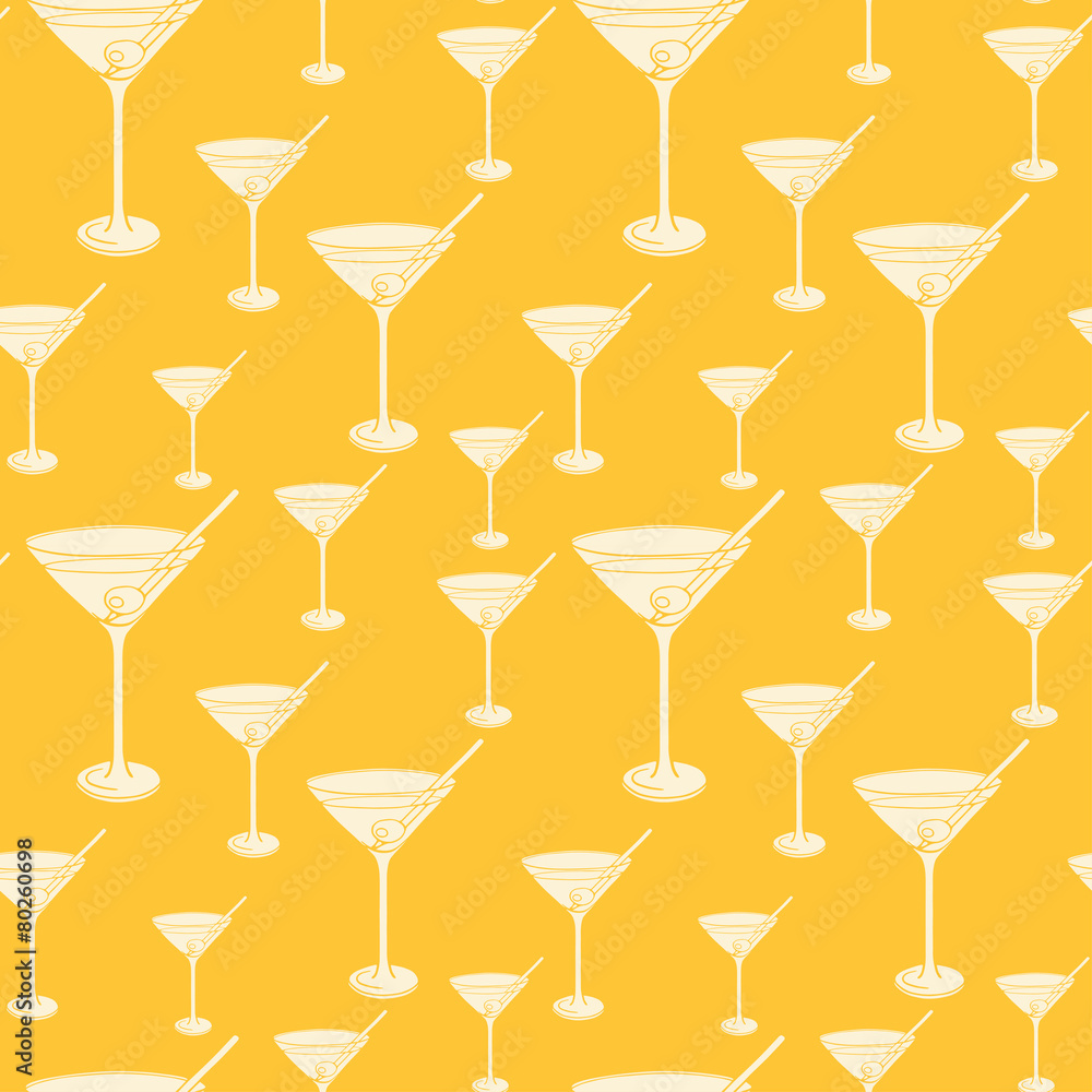 Cocktail glass silhouettes seamless pattern Cocktail glass silhouettes seamless pattern