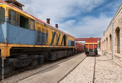 old yellow diesel locomotive