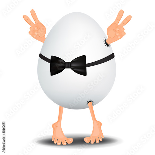 White easter egg with legs Funny character