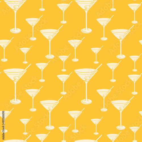 Cocktail glass silhouettes seamless pattern