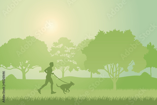 Jogging with dog