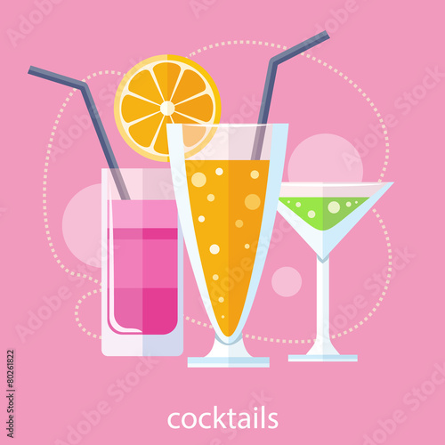 Set of alcoholic cocktails