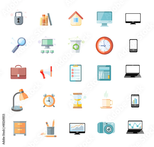 Office and time management icon set