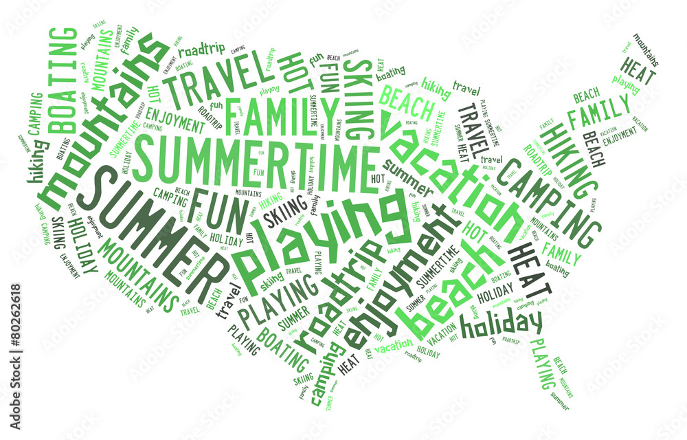 Word cloud showing words dealing with a summertime vacation Word cloud showing words dealing with a summertime vacation
