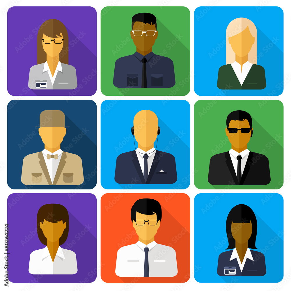 Business set of stylish avatars woman and man Business set of stylish avatars woman and man