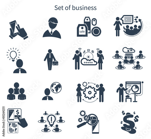Business presentation teamwork concept icons