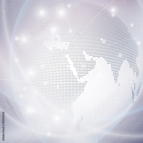 Dotted world globe, light design vector illustration