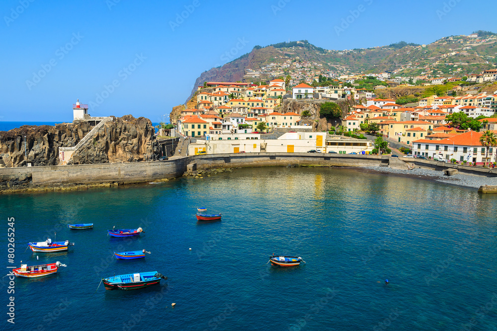 Fototapeta premium View of Camara de Lobos fishing village and port, Madeira island