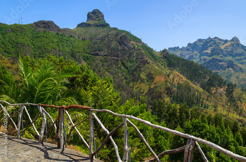 Green tropical landscape in mountains of Madeira island