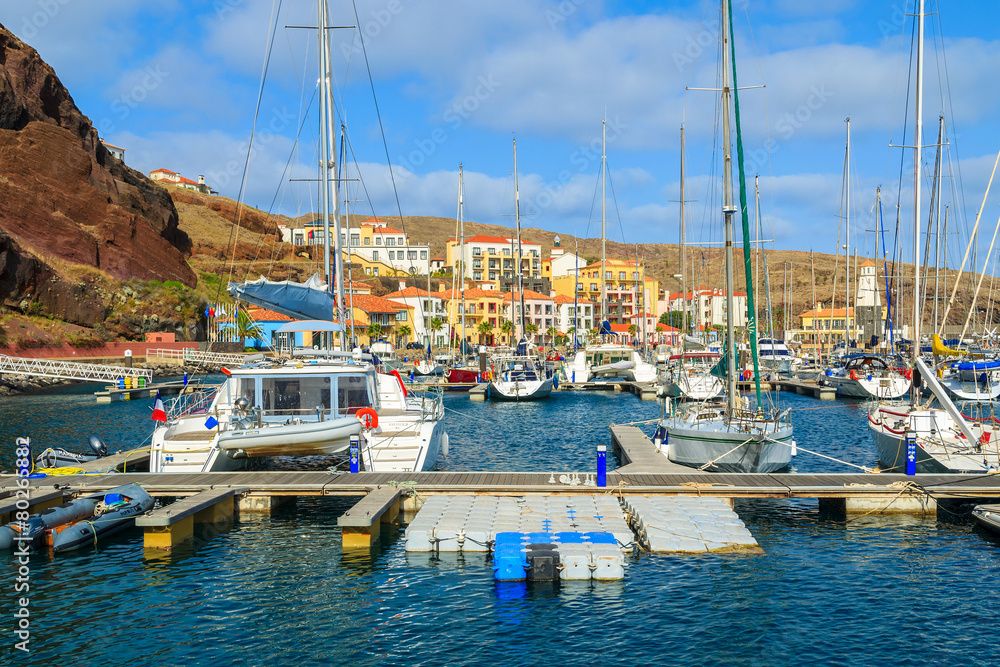 Yacht port on coast of Madeira island, Portugal