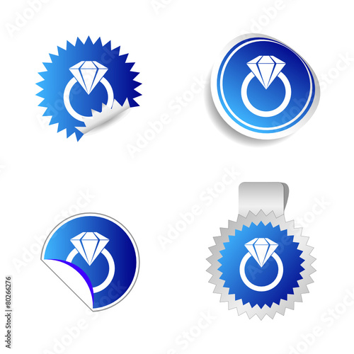 diamond sticker blue vector