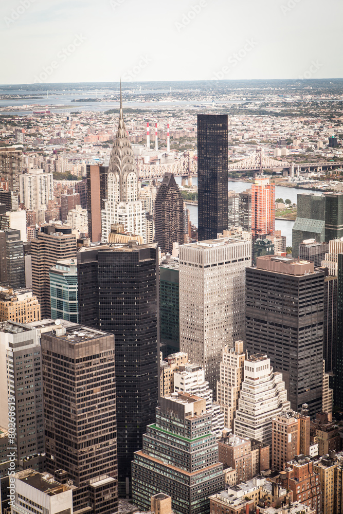 Aerial View of Downtown Manhattan New York City