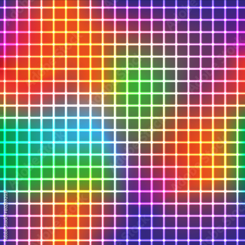 neon shine grid with rainbow colors